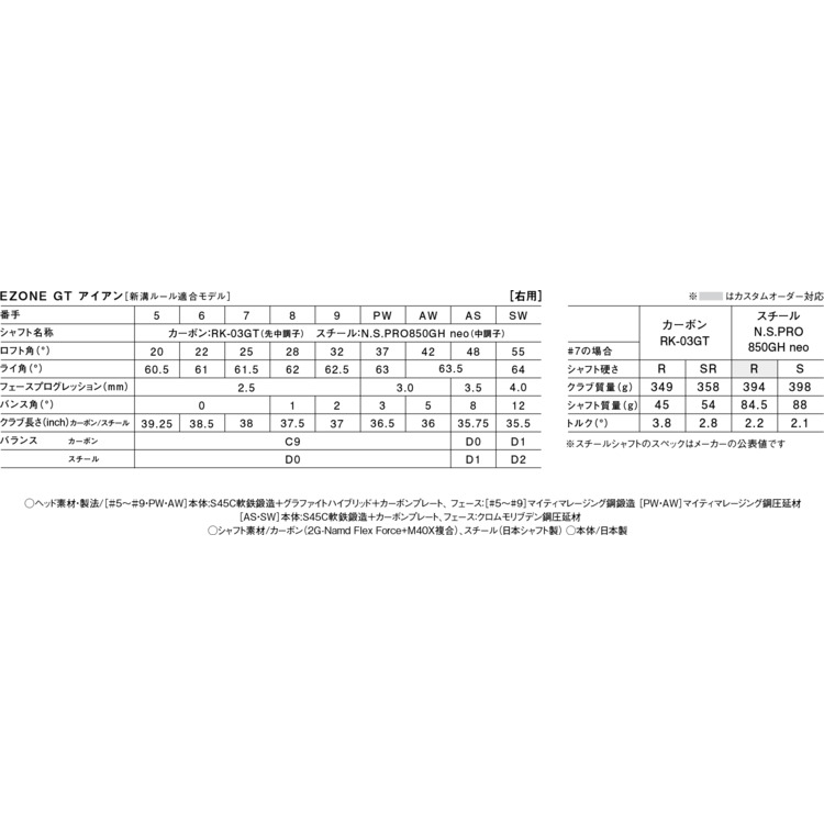 EZONE GT アイアン AS カーボンシャフト [新溝ルール適合モデル]. 3GI-AS2F 詳細画像 ダークシルバー 7